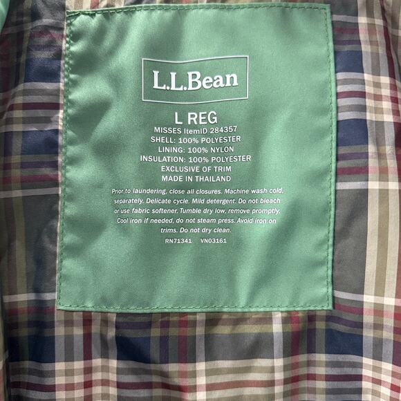 L.L. Bean Vest Womens Large Green Quilted Snap Button Plaid Lined NWOT Outdoor - Picture 9 of 10
